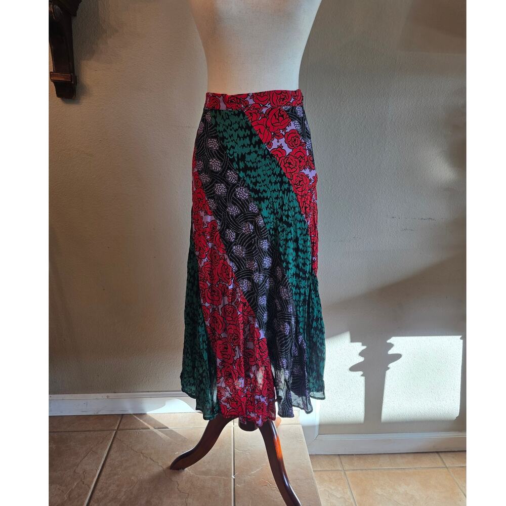 Maeve by Anthropologie Women's Foster Patchwork Midi Skirt SZ 4